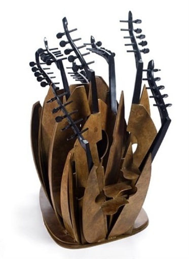 Fernandez ARMAN - Sculpture-Volume - Luth en cascade 