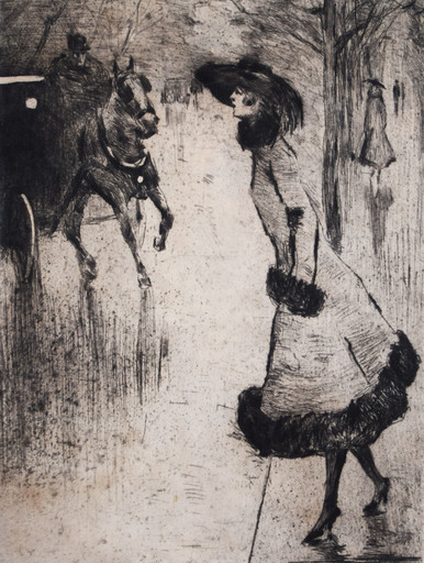Lesser URY - Estampe-Multiple - Lady Hailing a Carriage | Dame, eine Droschke rufend