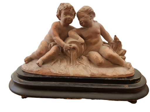 René MEYNIAL - Skulptur Volumen - 2 enfants à la jarre