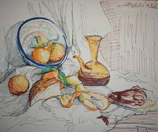 Angeles BENIMELLI - Drawing-Watercolor - Still life flash marker: Spanish breakfast