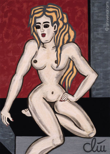 Jacqueline DITT - Painting - Akt sitzend auf Podest (Nude sitting on Podium) 