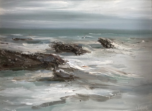 Georges LAPORTE - Peinture - Rochers sur la côte sauvage