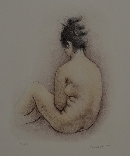 Francesco MESSINA - Grabado - ritratto di nudo di schiena