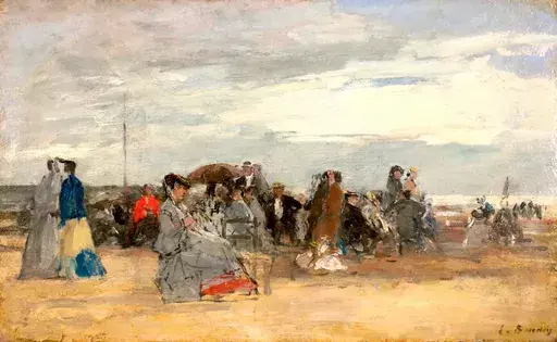 欧仁•布丹 - 绘画 - Trouville, scène de plage. (Ca.1870-1874)