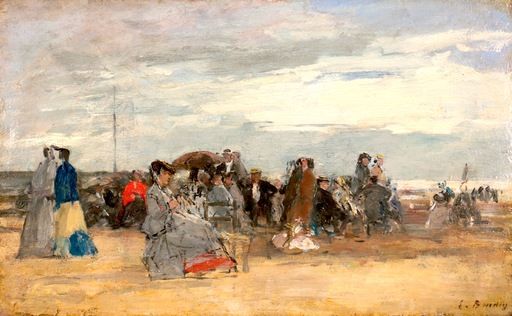 Eugène BOUDIN - Peinture - Trouville, scène de plage. (Ca.1870-1874)