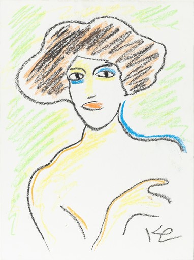 Karl LAGERFELD - Dessin-Aquarelle - Portrait de femme