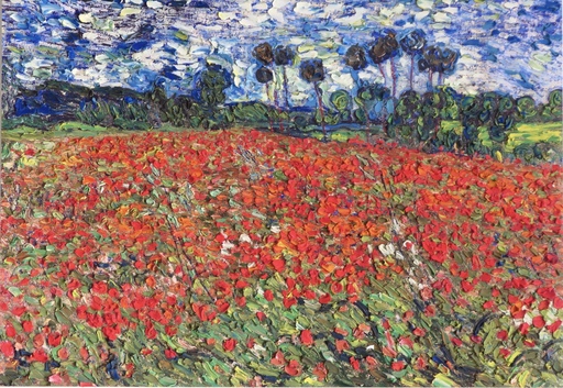Stefano ARIENTI - Pittura - Campo di papaveri (da Van Gogh)