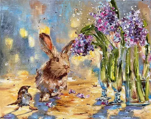 Diana MALIVANI - Painting - Under the Hyacinths