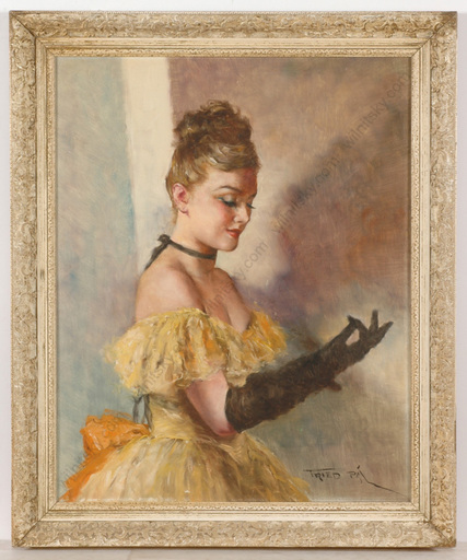 Pal FRIED - Gemälde -  "Black gloves" oil on canvas, ca. 1950