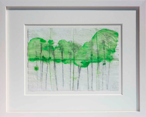 Christoph POGGELER - Drawing-Watercolor - Green washed brush drawing (Forest)
