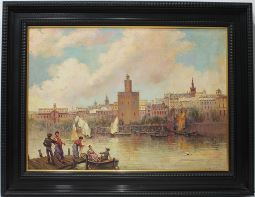 José PALOMAR - 绘画 - Vista de Sevilla