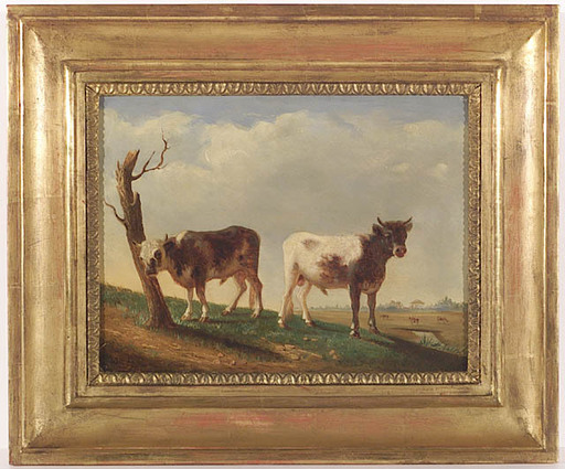 Johann Nepomuk RAUCH DE MILAN - Gemälde - "Two Calves in Landscape" by Johann Nepomuk Rauch 