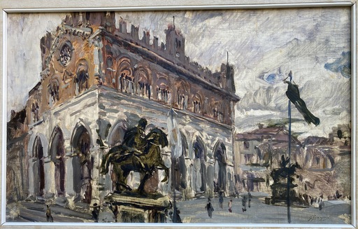 Giuseppe GRAZIOSI - Gemälde - Piacenza. Piazza Cavalli