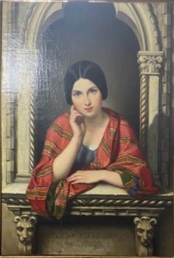 Henri Auguste César SERRUR - Pintura - Dama pensativa en ventana gótica