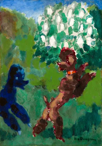 Kees VAN DONGEN - Painting - Deux caniches jouant