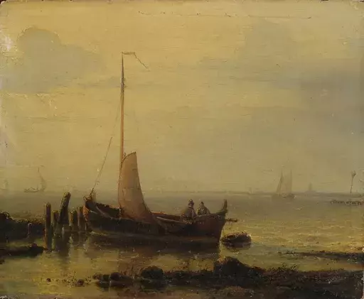 Abraham I HULK - 绘画 - Marine, bateaux en Hollande