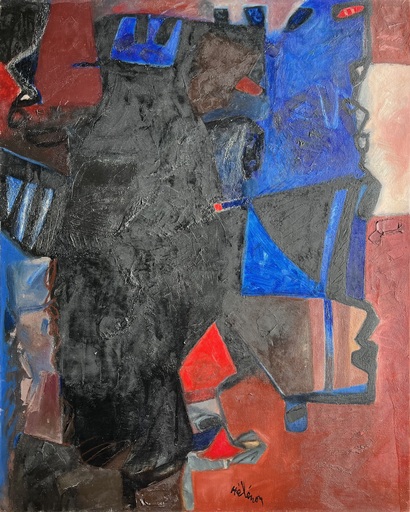 Serge HÉLÉNON - Painting - Rouge et bleu