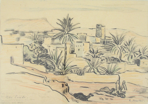 Léonie CONTAT - Zeichnung Aquarell - Bou Saada , Algerie (Orientalist)