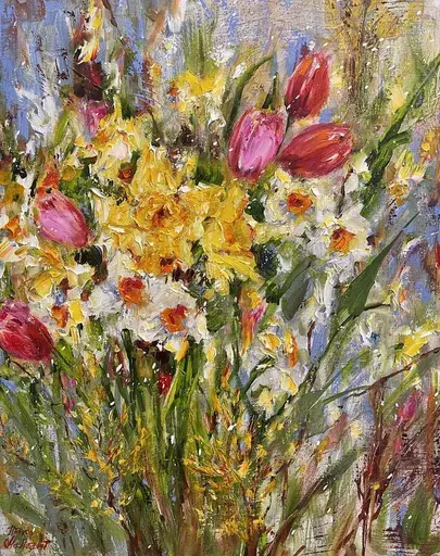 Diana MALIVANI - Painting - Spring Flowers