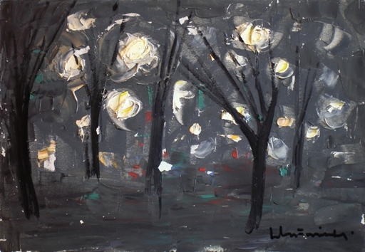 Laimodot Petrovich MURNIEK - Painting - Town at night time
