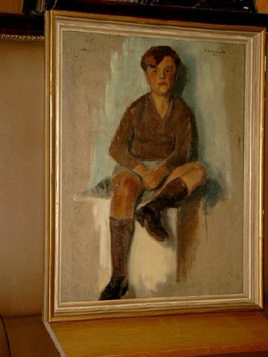 David GOLDSCHMIDT - Peinture - Junge auf Podest sitzend.