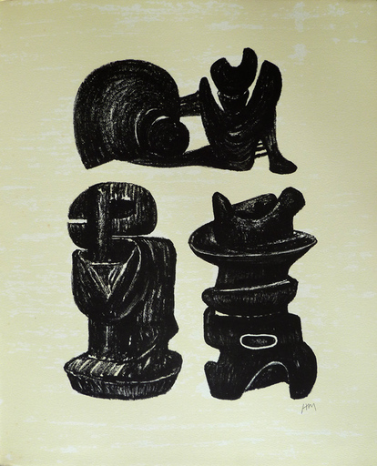Henry MOORE - Print-Multiple - Three Sculptural Forms, from: Poetry | La Poésie