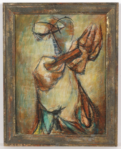 Boris DEUTSCH - Disegno Acquarello - "Banjo player", large watercolor, 1948
