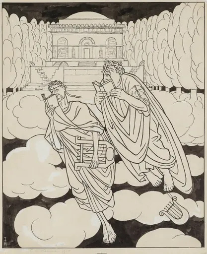 Thomas Theodor HEINE - Drawing-Watercolor - Im Jenseits