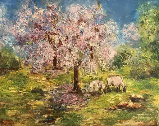 Diana MALIVANI - Painting - Under the Almond Tree