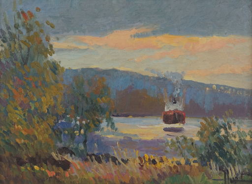 Jacques HUET - Painting - Cargo en Seine
