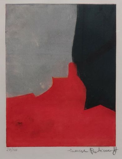 塞尔日•波利雅科夫 - 版画 - Composition rouge, grise et noire IV 