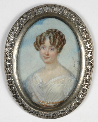 Amélie D'AUBIGNY - Dibujo Acuarela - "Portrait of a Lady" miniature, 1823