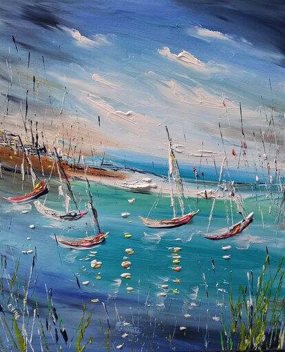 Evelina VINE - Painting - Abstract boats