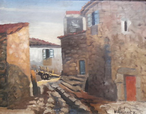 Lino MARTINEZ VILLAFINEZ - Gemälde - CALÑLE DE ALDEA 