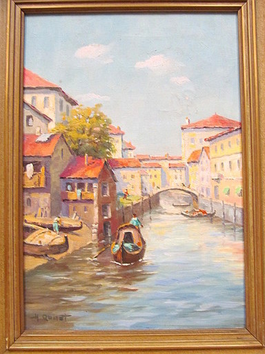 Hans QUAST - Painting - Kanal mit Gondeln - Venedig.