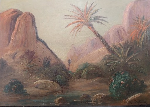 Roméo Charles AGLIETTI - Painting - OASIS ALGERIEN