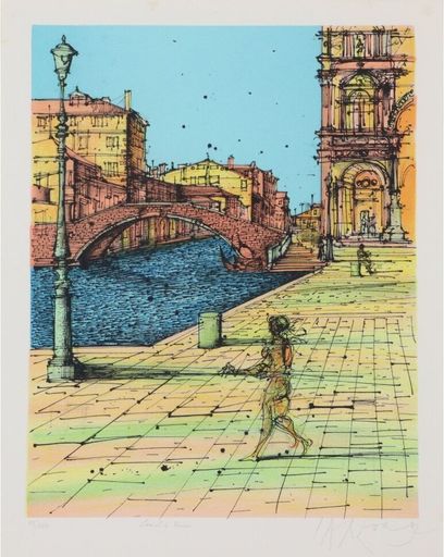Jean CARZOU - 版画 - Canal à Venise