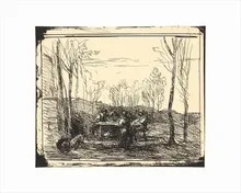 Camille Jean-Baptiste COROT - Grafik Multiple - Dejeuner dans la clairiére. 