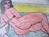 Francisco VIDAL - Disegno Acquarello - Artist Painting on The Beach