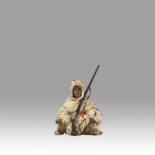 Franz BERGMANN - Sculpture-Volume - Seated Arab with Rifle