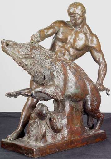 Louis TUAILLON - 雕塑 - Hercules Wrestling the Erymanthian Boar