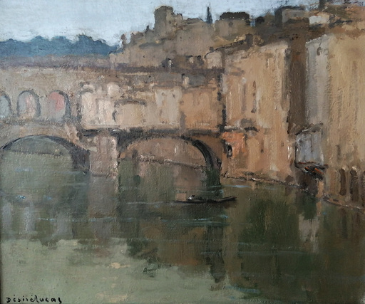 Louis Marie DESIRÉ-LUCAS - Peinture - Le Ponte-Vecchio à Florence, Italie