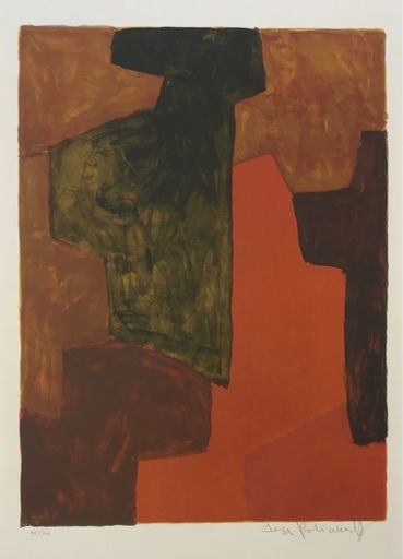 Serge POLIAKOFF - Print-Multiple - Composition Orange et Verte L43 