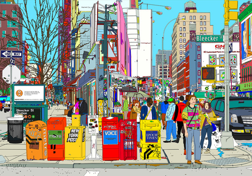 Marco SANTANIELLO - 版画 - Bleecker St lafayette NYC
