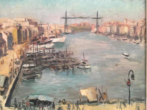 Ernest PIZZOTTI - Peinture - Marseille: le pont transbordeur