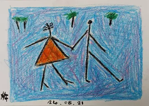 Harry BARTLETT FENNEY - Drawing-Watercolor - two lovers walking in the gardens  (24 08 21)
