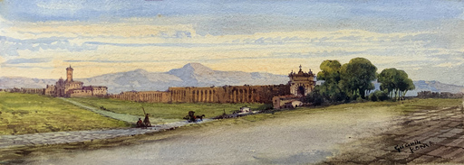 Gabriele CARELLI - Dibujo Acuarela - Santa Croce in Gerusalemme e Porta San Giovanni