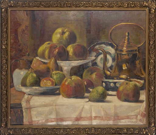 Adolf VAN ELSTRAETE - Pittura - "Still life with apples and pears"