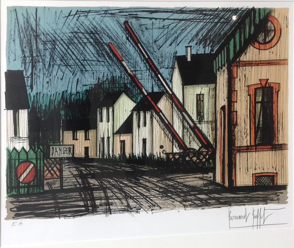 ベルナール・ビュッフェ「Le passage a niveau a Arcay」 ベルナール