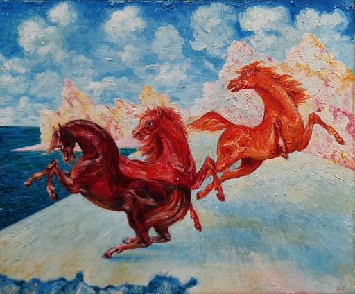 Aligi SASSU - Gemälde - I cavalli delle Isole